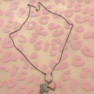 Silver and Pink Heart Cross James Avery  Necklace